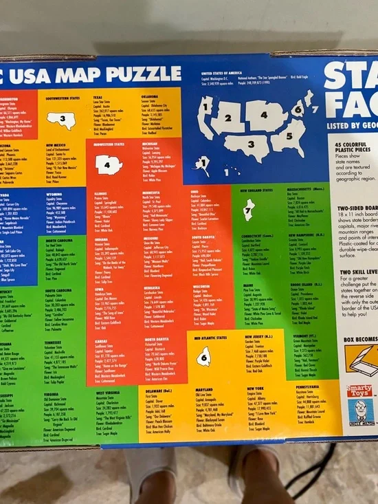 Magnetic USA Map Puzzle - Educational Kids Puzzle in Blue, Green, Yellow, Red - Picture 4 of 5
